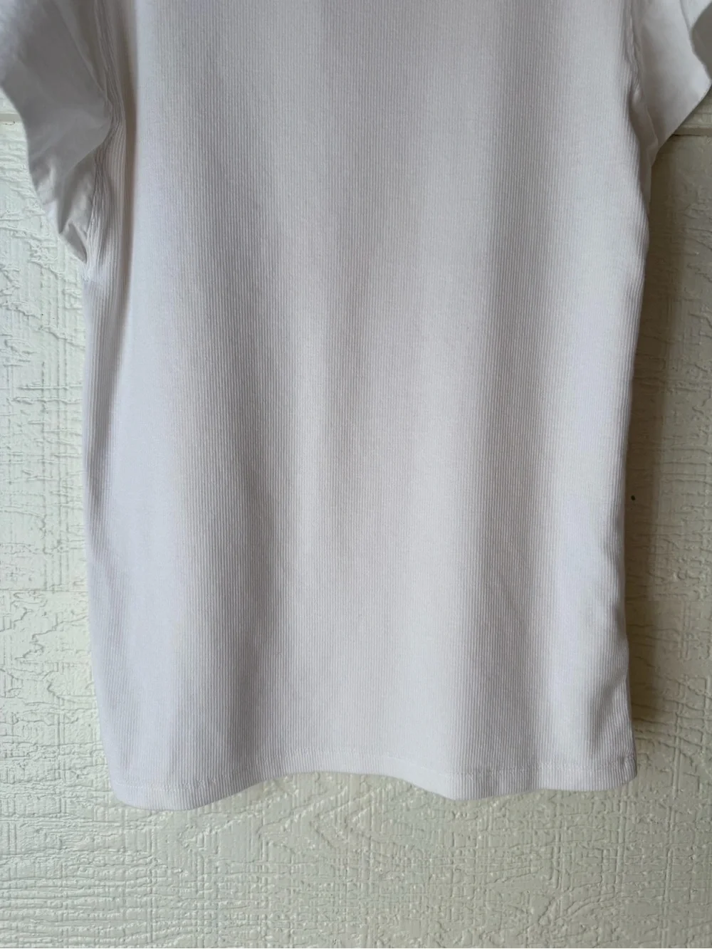LOFT White Ribbed Button Front Top Small Puff Sleeve NWT
